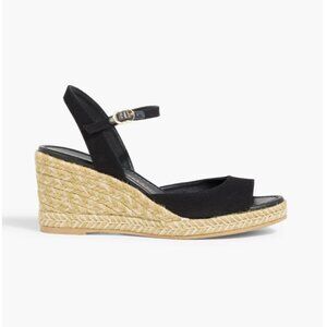 Stuart Weitzman Black and Beige Espadrille Wedges
